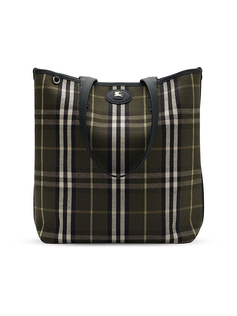 Men's Check Leather Reversible Tote Bag - Thicket