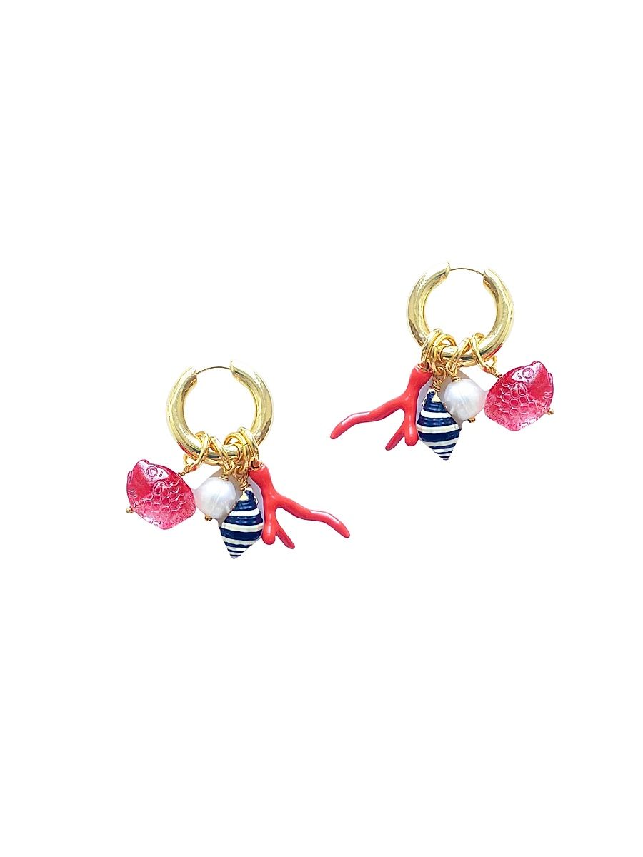 Women's Ada 14K-Gold-Plated & Mixed-Media Nautical Charm Earrings - Gold Multi