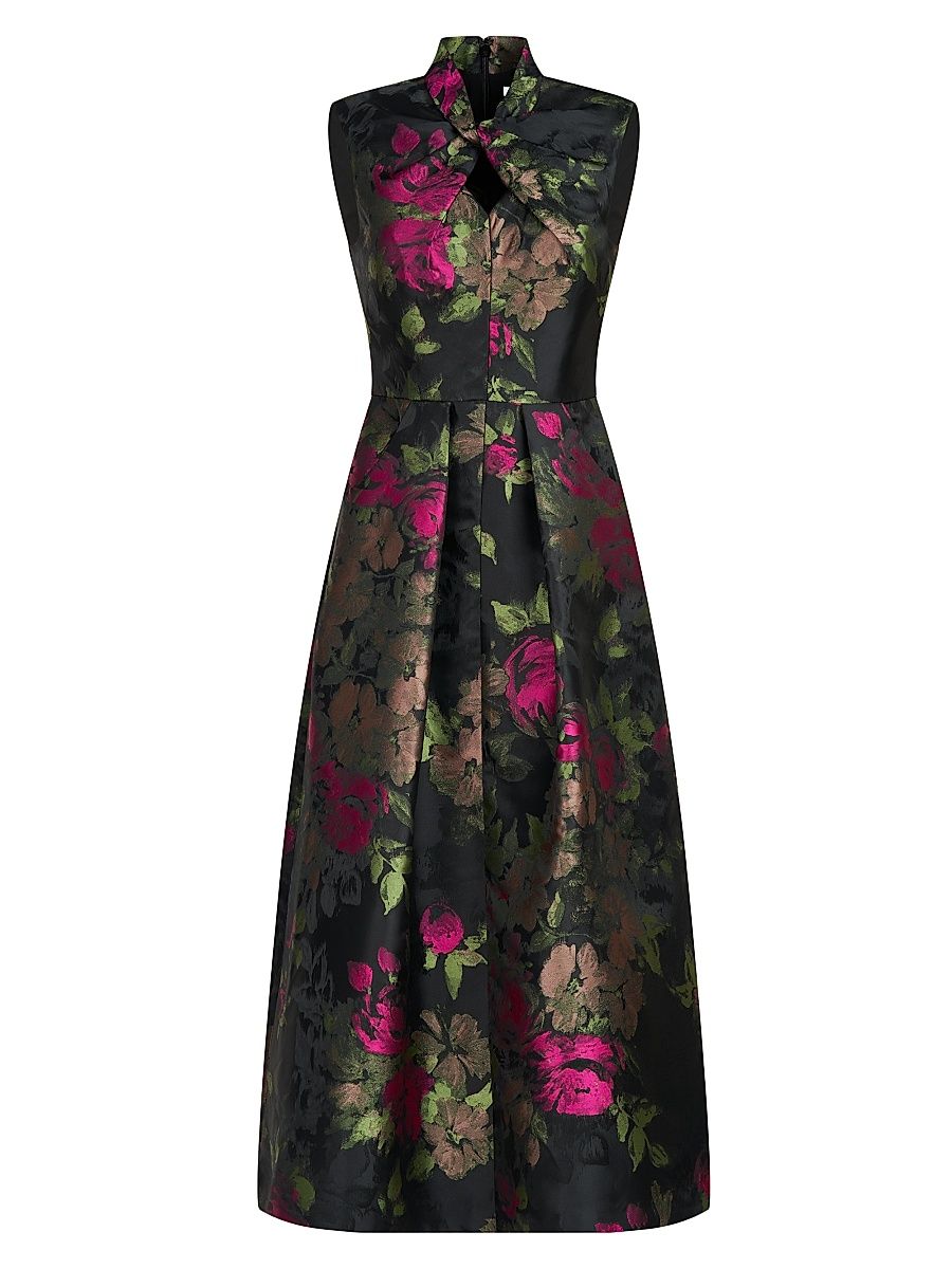 Women's Rosemarie Floral Jacquard Cocktail Dress - Bright Rose Multi - Size 16