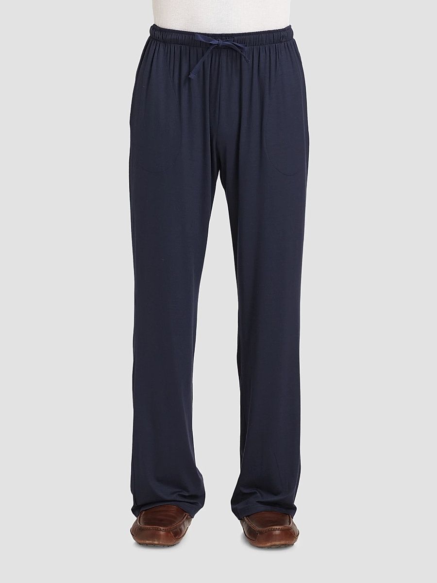 Derek Rose Solid Lounge Trouser - Blue - Size Large