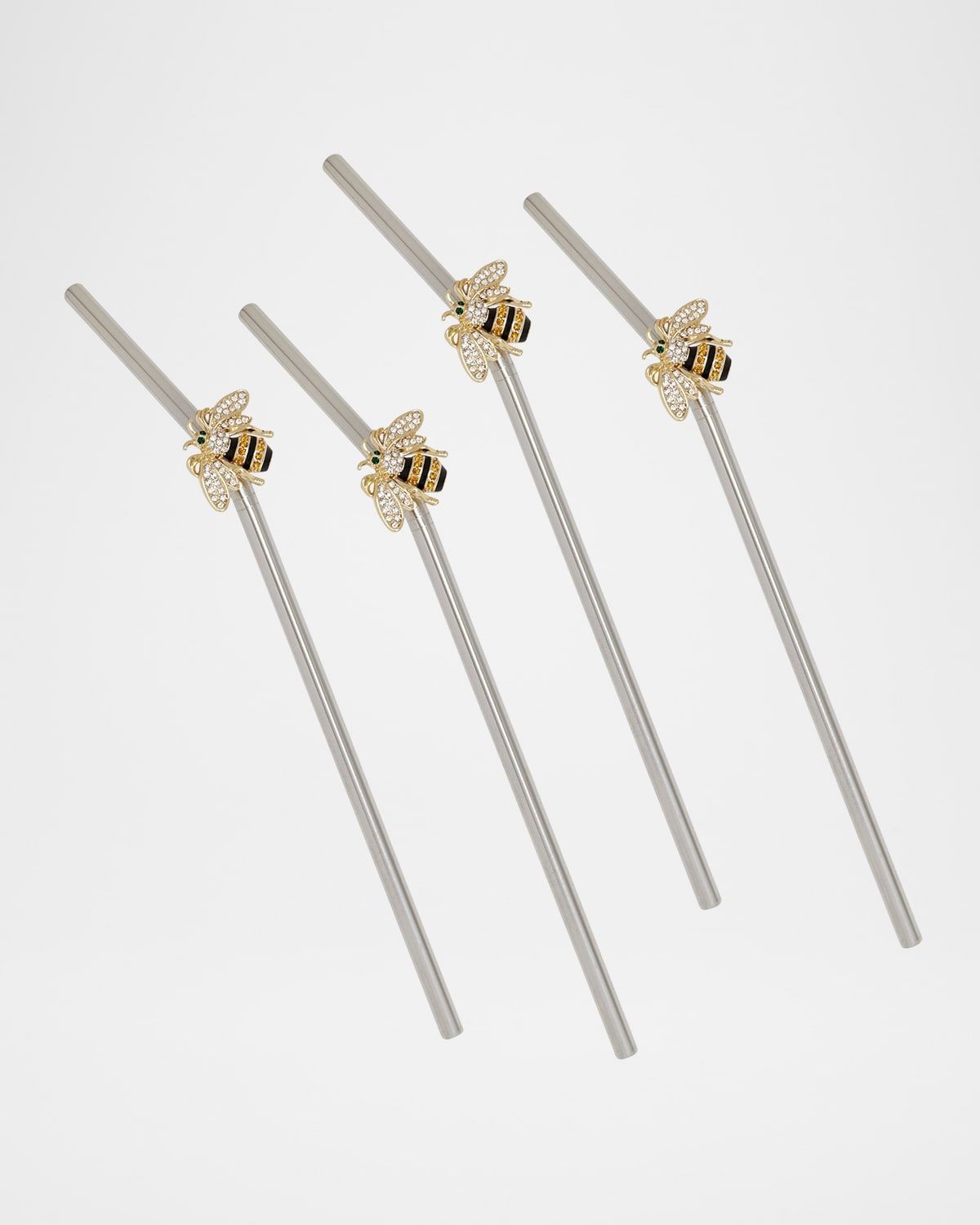 Stripey Bee Metal Straws, Set of 4