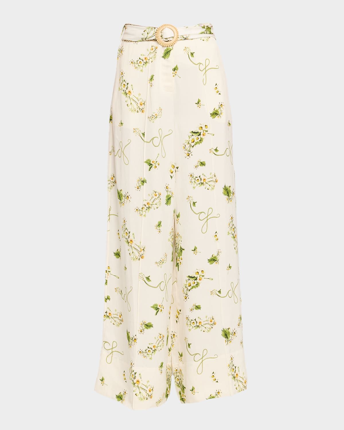 Botanical Utopia Scarf Belt Wide-Leg Pants