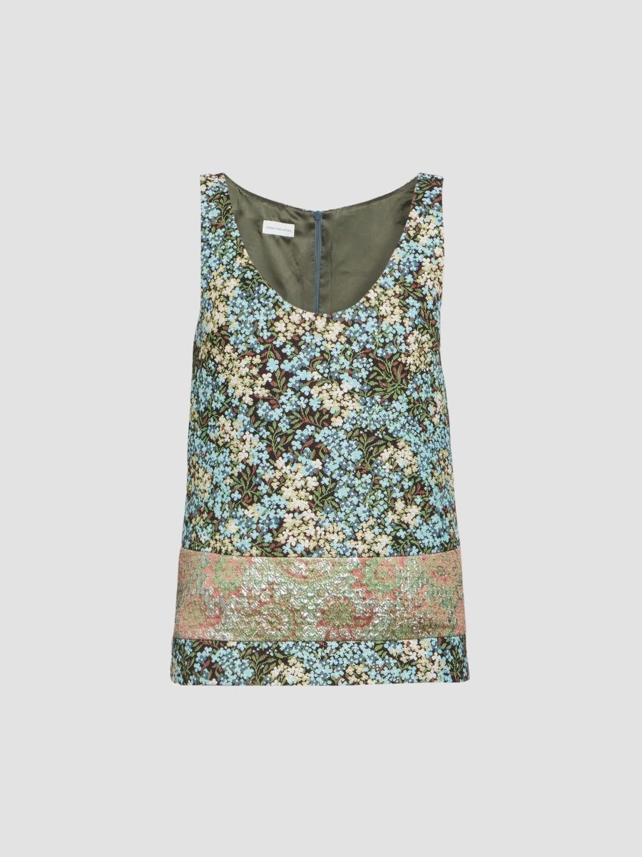 Dries Van Noten Women's Croppy Floral Tunic Top - Sky - Size 12