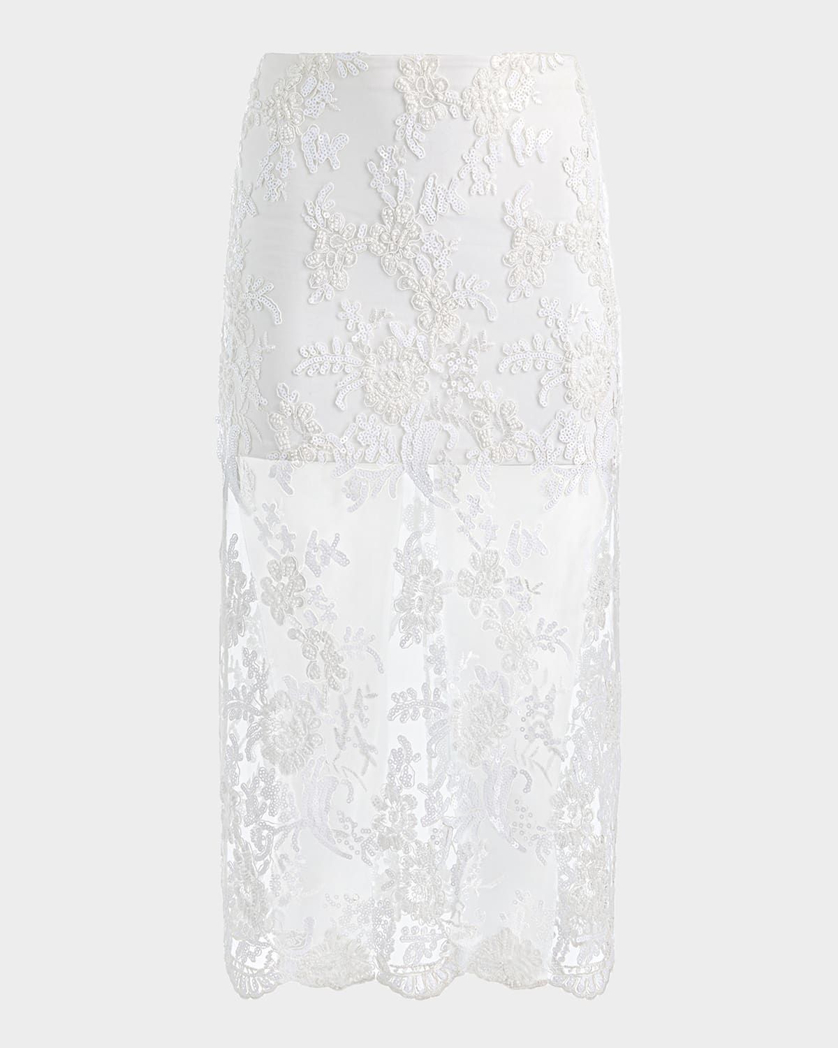 Medine Embellished Lace Midi Skirt