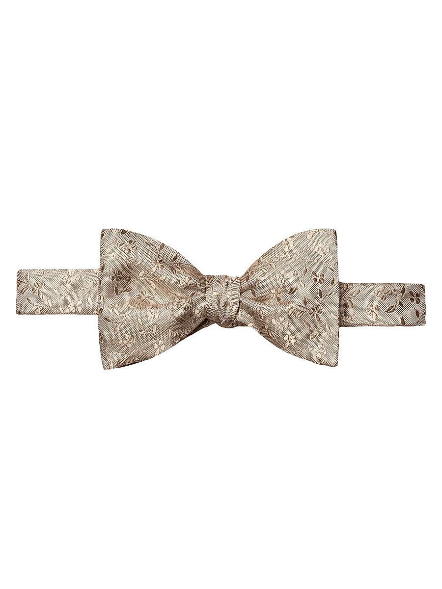 Men's Floral Silk Bow Tie - Ivory