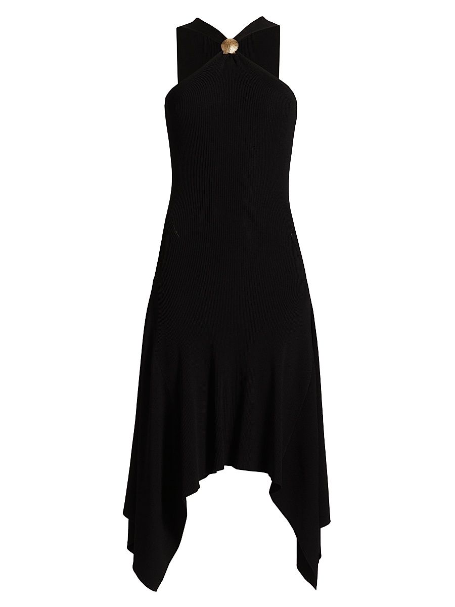 Women's Constanze V-Neck Knit Midi-Dress - Black - Size Medium