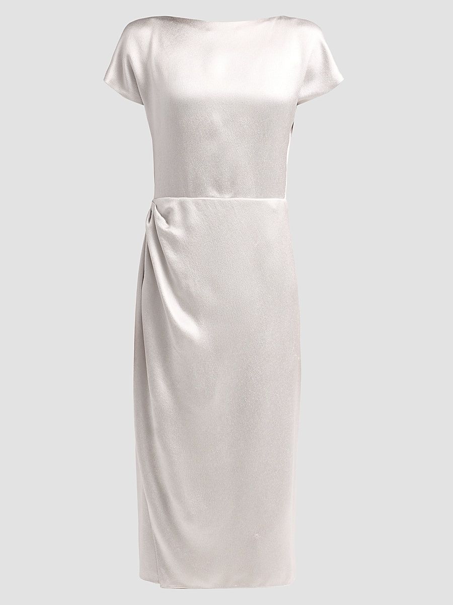 Women's Draped Satin Sheath Midi Dress - Antarctica - Size 16