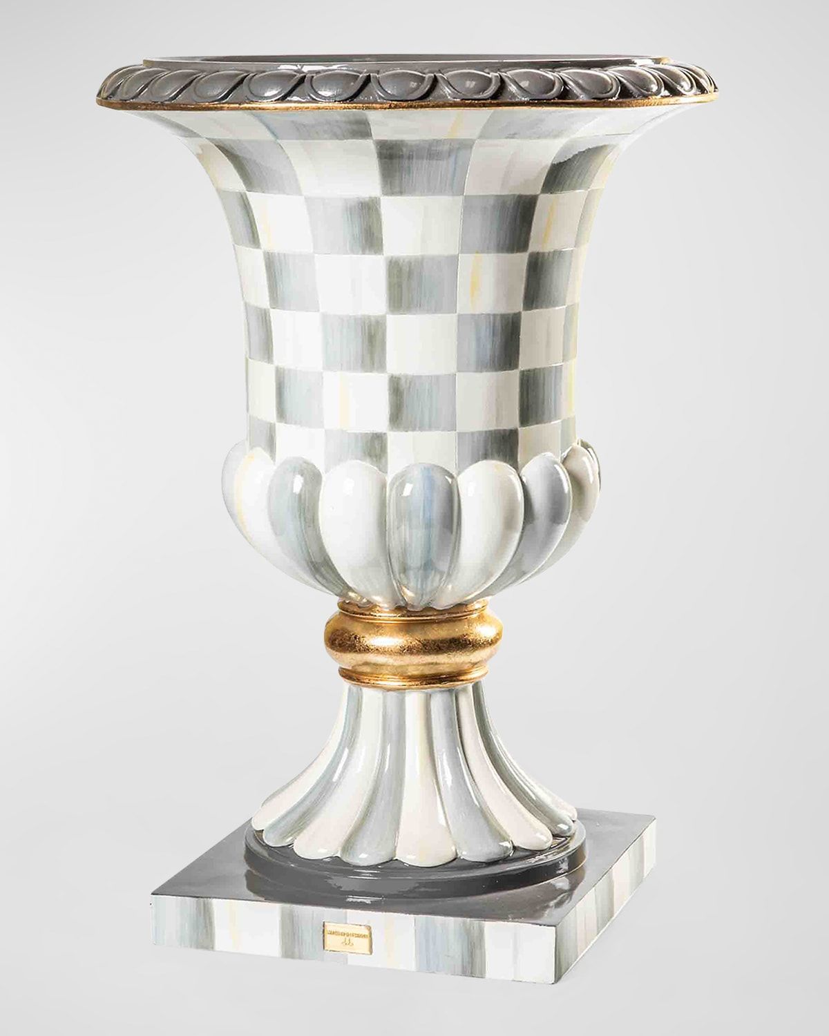 Sterling Check Pedestal Urn