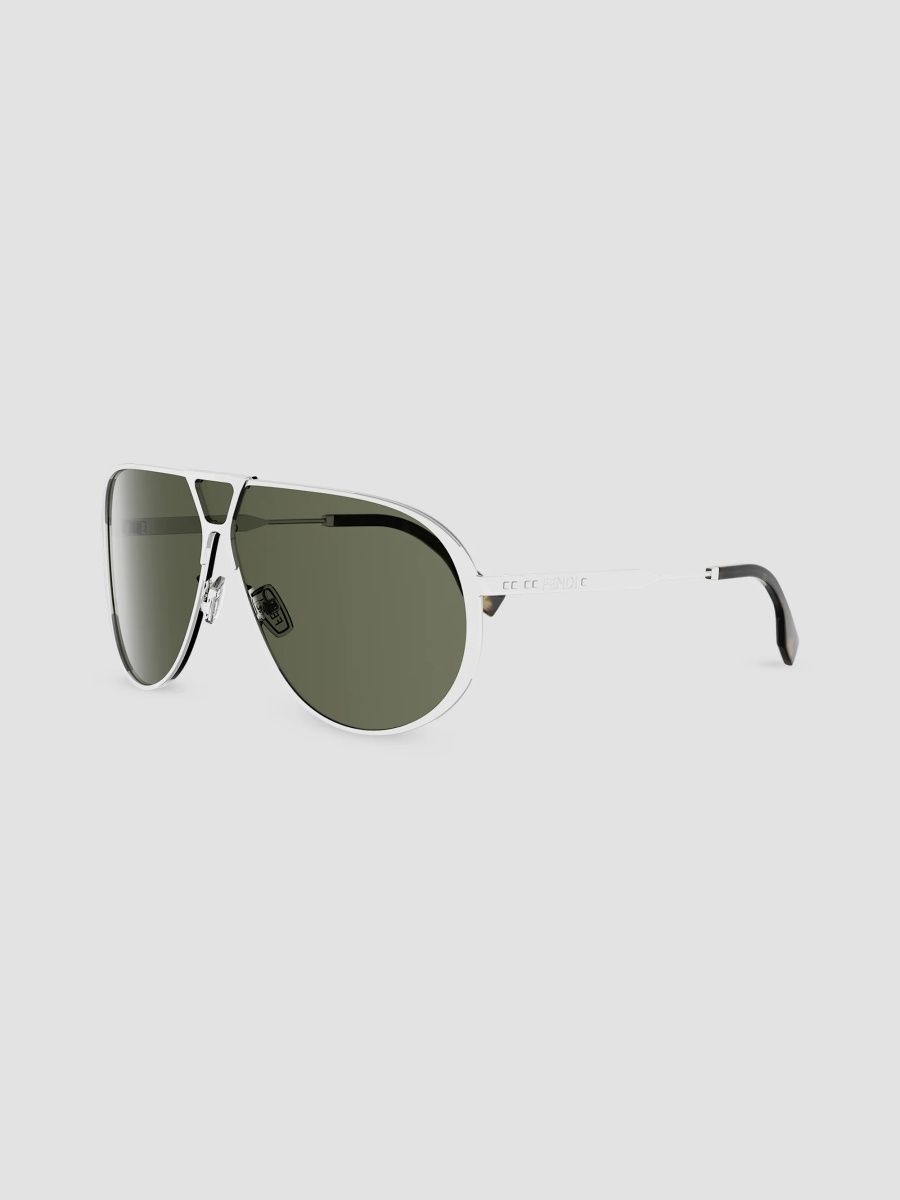 Men Fendi Eclipse Pilot Sunglasses - Black Silver