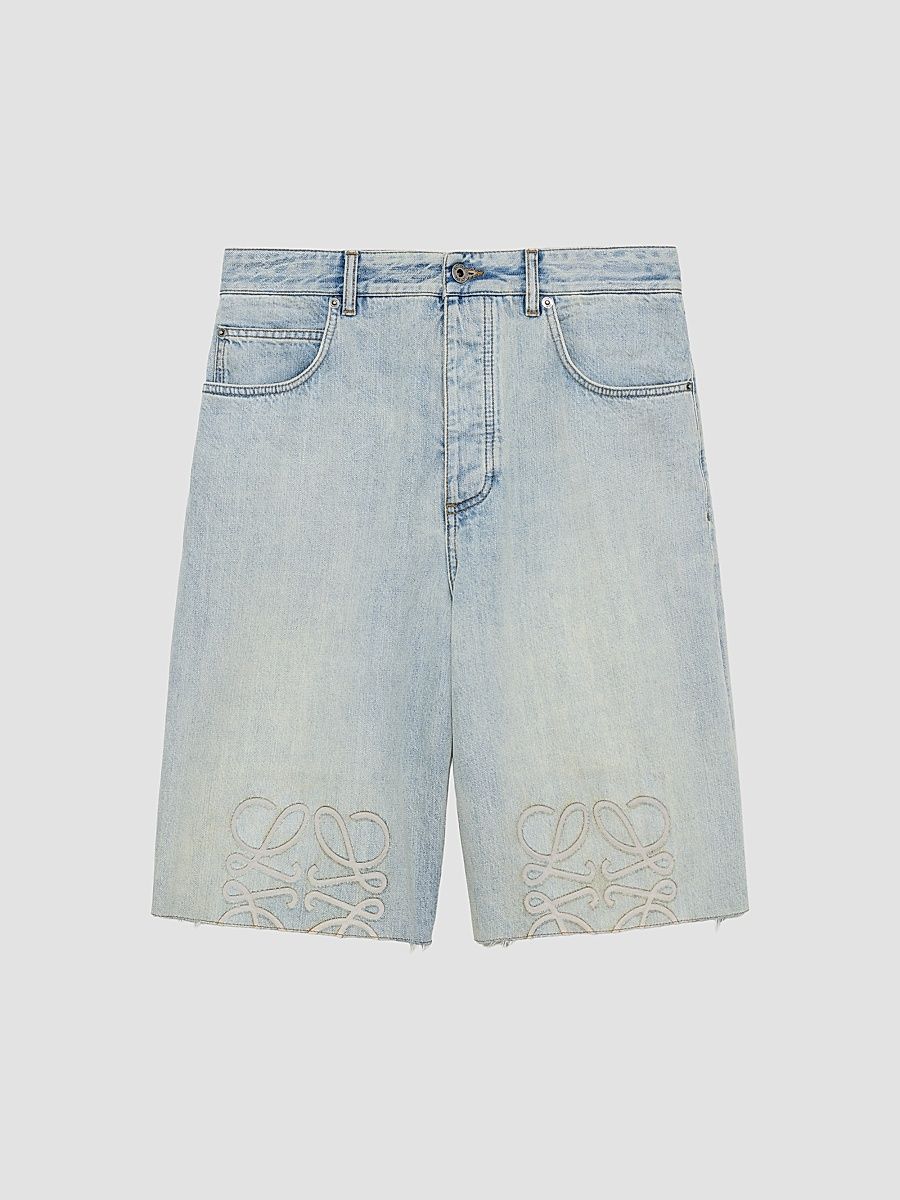 Men's Anagram Denim Shorts - Washed Blue - Size 34