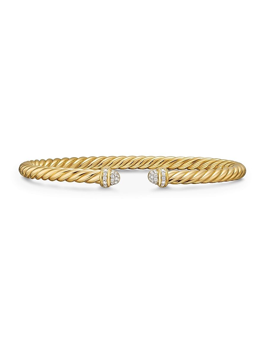 Women's Cablespira Flex Bracelet in 18K Yellow Gold - Diamond - Size Large