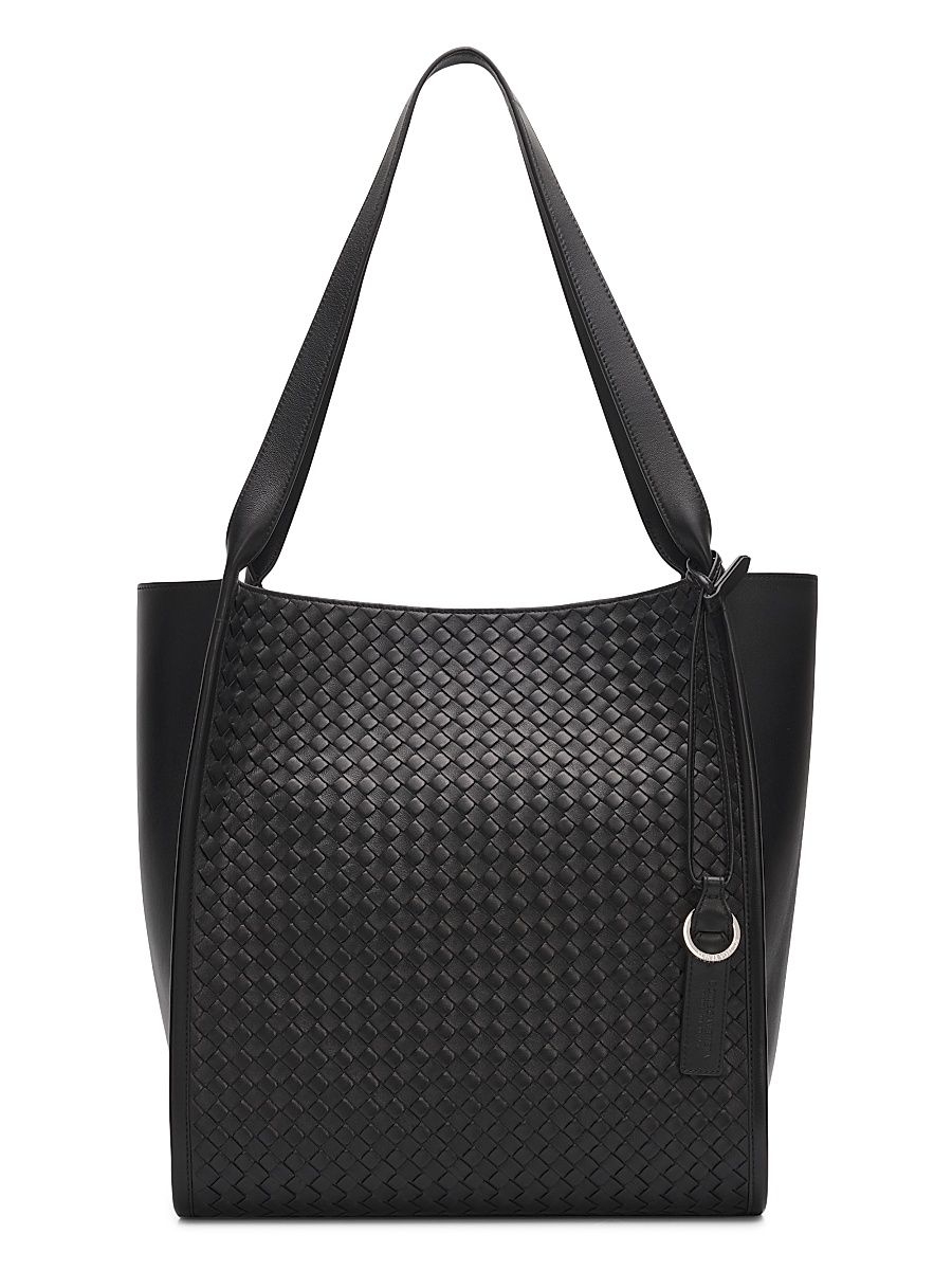 Men's Corriere Intrecciato Leather Tote - Black Silver