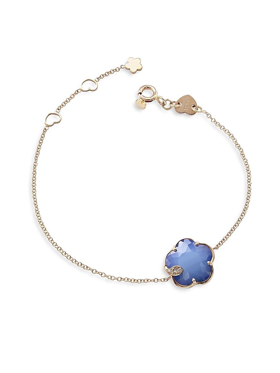 Women's Petit Joli 18K Rose Gold & Multi-Gemstone Flower Charm Bracelet