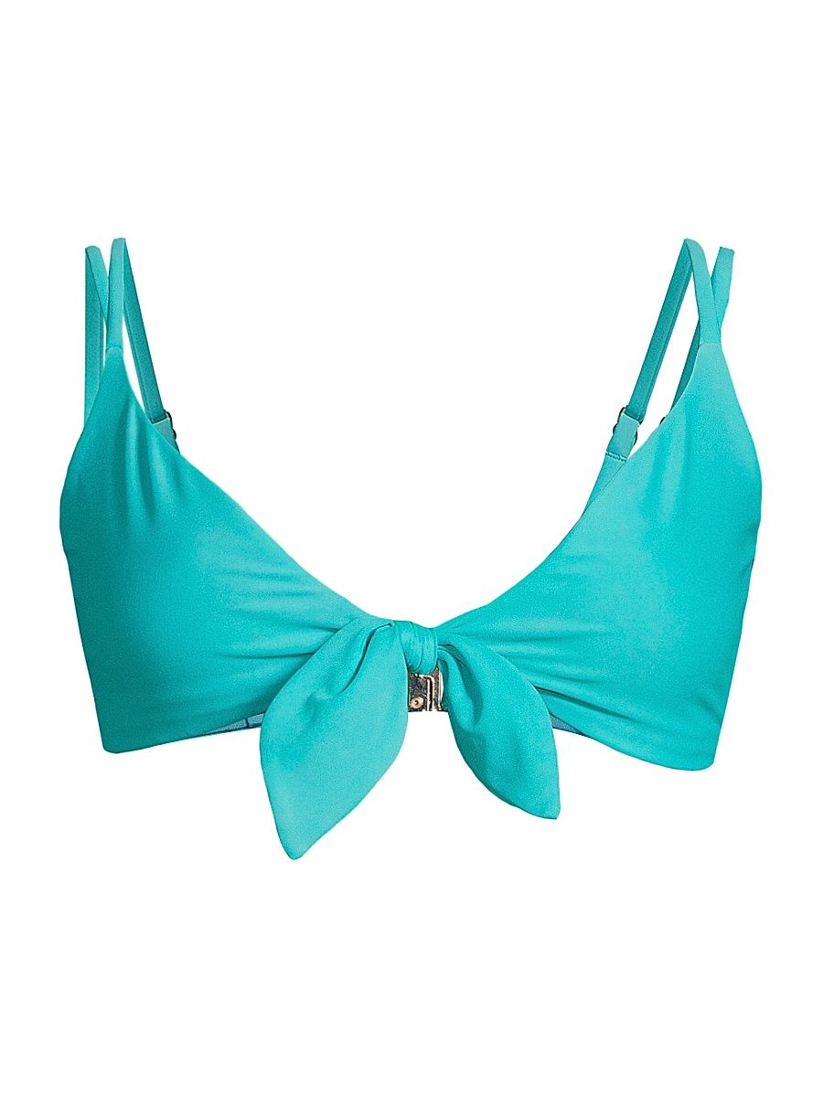 Women's Nichelle Tie-Front Bikini Top - Beach Blue - Size Large