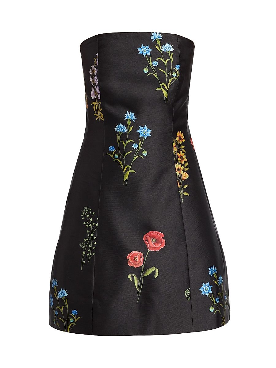 Women's Alanna Floral Strapless Dress - Noir Bouquet - Size 14