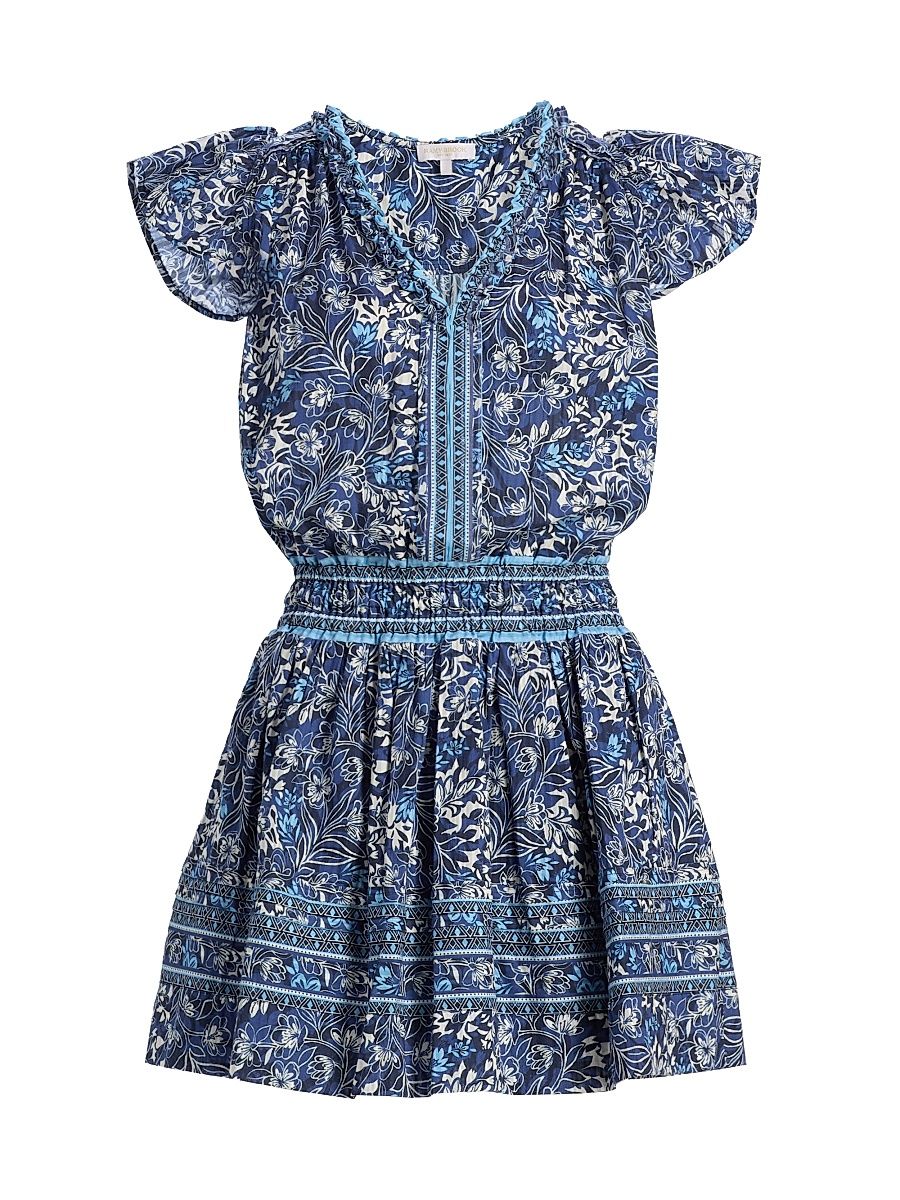 Women's Tahlia Printed Cotton Minidress - Navy Floral - Size Large