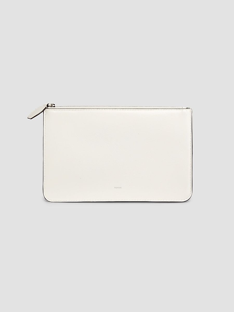 Women's Threefold Naplack Leather Clutch - Off White