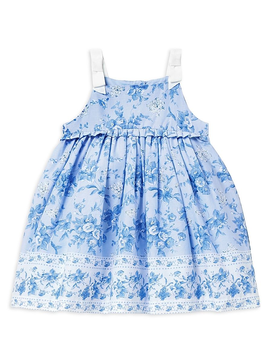 Baby Girl's Ruffle-Trim Floral Dress & Bloomers Set - Blue - Size 18 Months