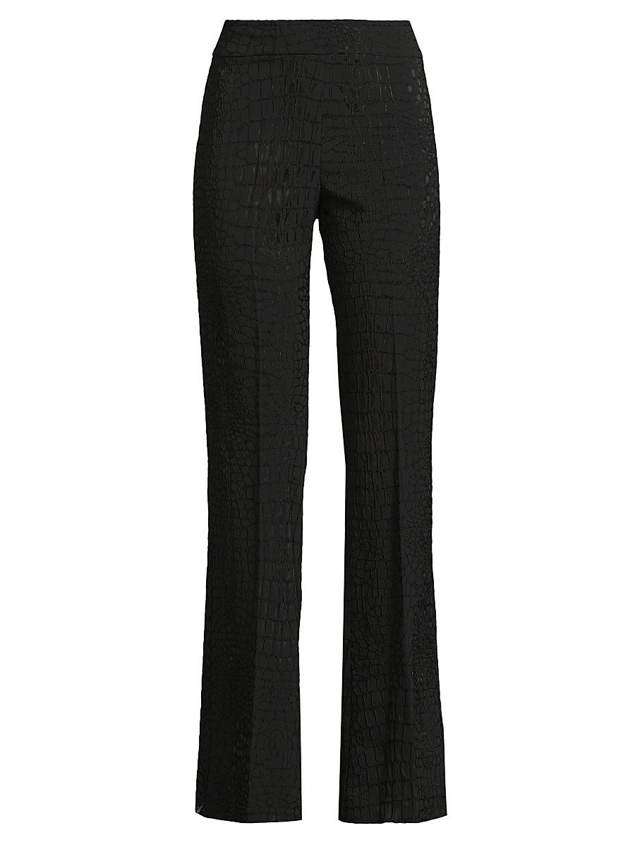 Women's Jacquard Stretch Flared Pants - Black Croc - Size 12