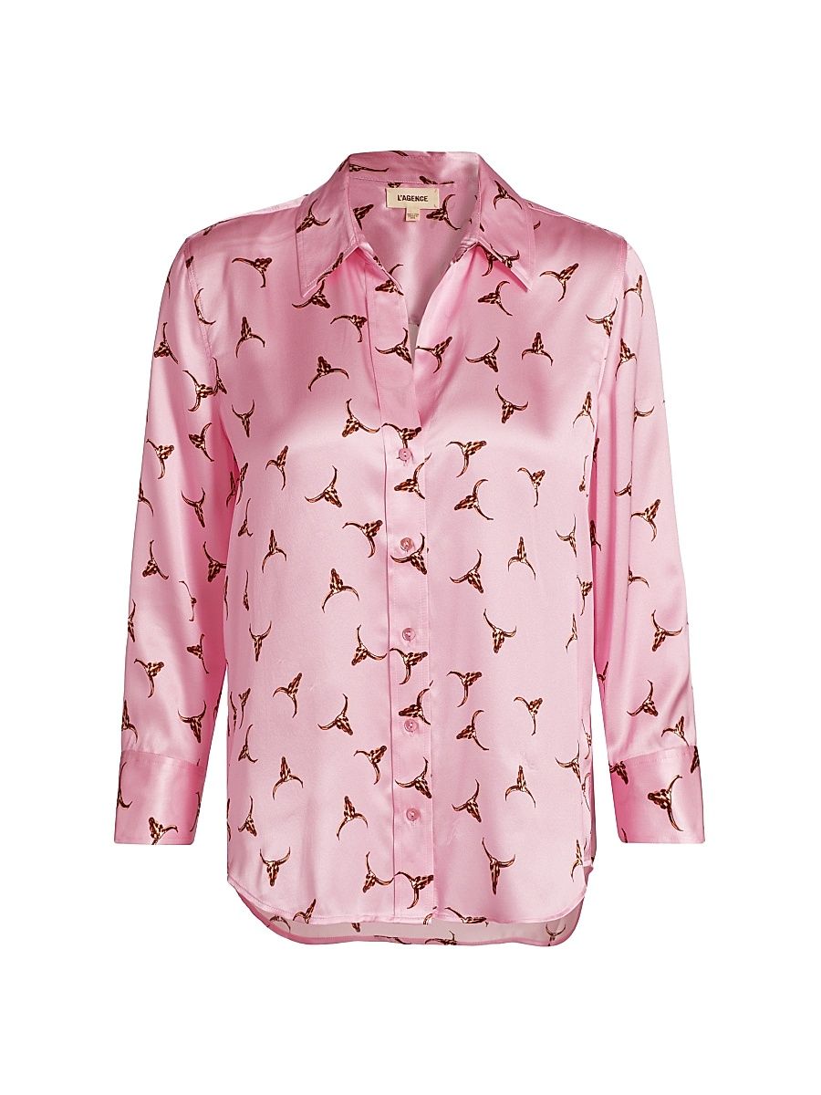 Women's Dani Three-Quarter-Sleeve Blouse - Blush Bronze Bulls Head - Size Medium