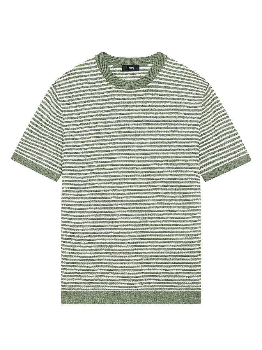 Men's Pacific Striped Linen Blend T-Shirt - Orchard White - Size Large