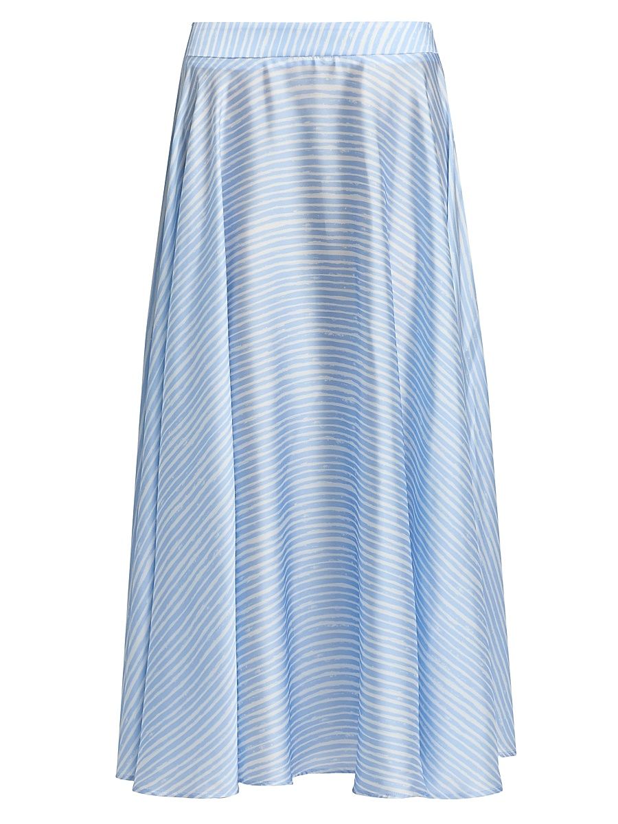 Women's Osata Striped Flared Midi-Skirt - Dorothy Blue - Size 10