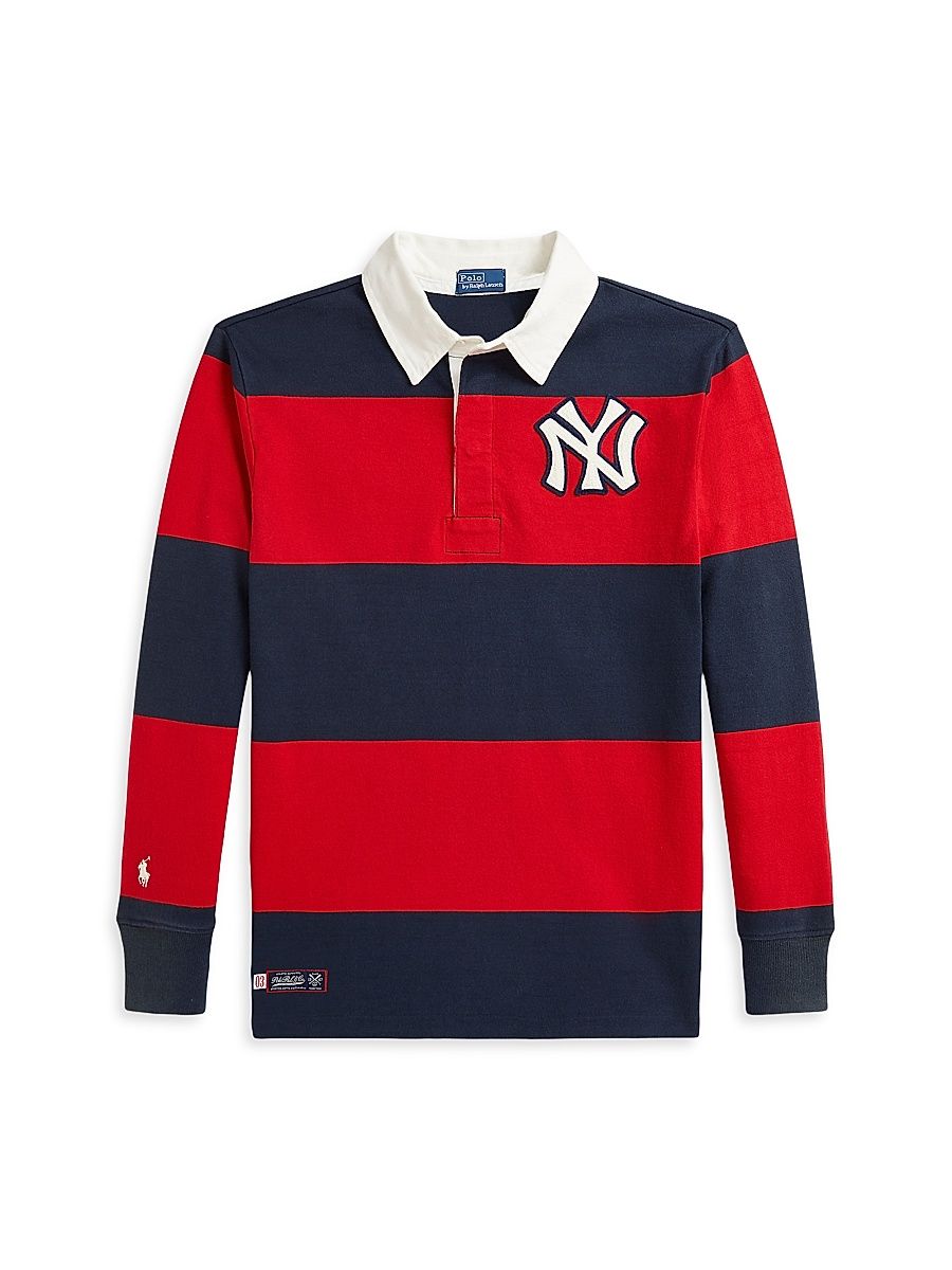 Little Boy's & Boy's MLB Striped Rugby Shirt - Aviator Navy Red - Size 14