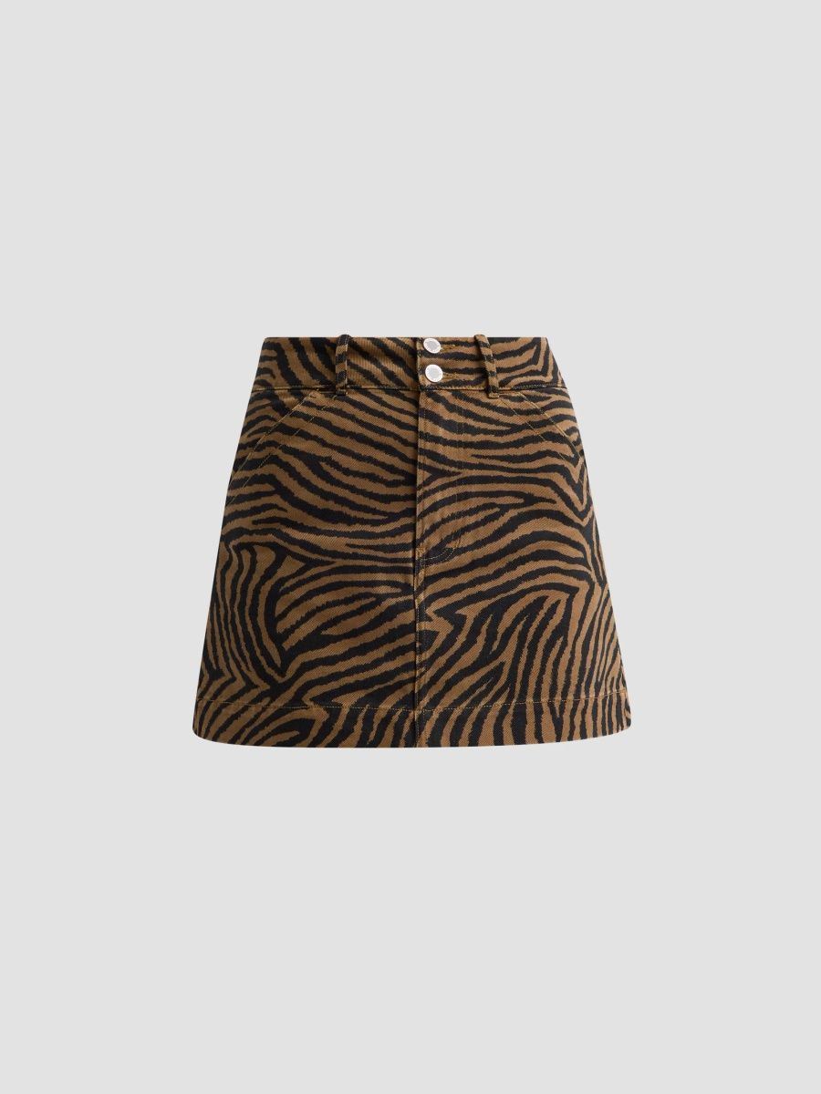 Veronica Beard Women's Chloe Ziger Print Mini Skirt - Ochre Black - Size 14
