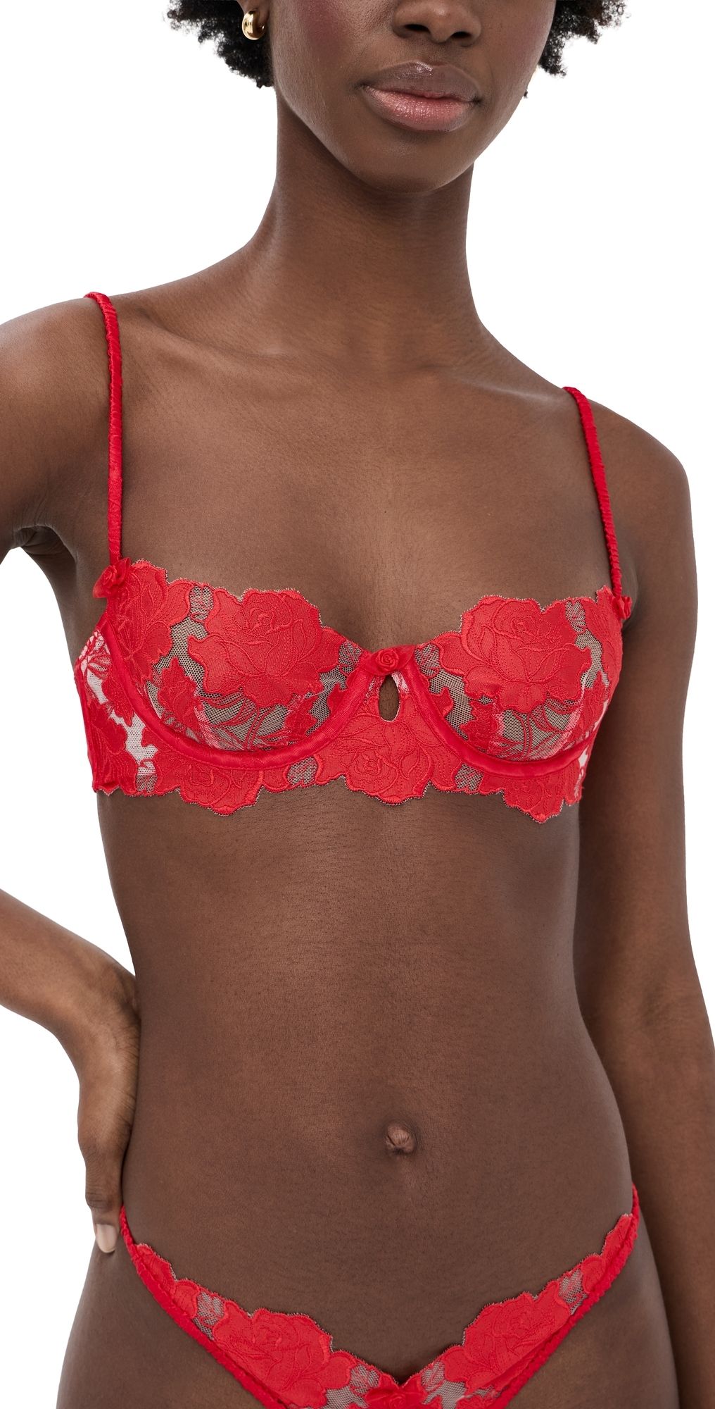 For Love & Lemons Love is a Rose Underwire Bra Red XL