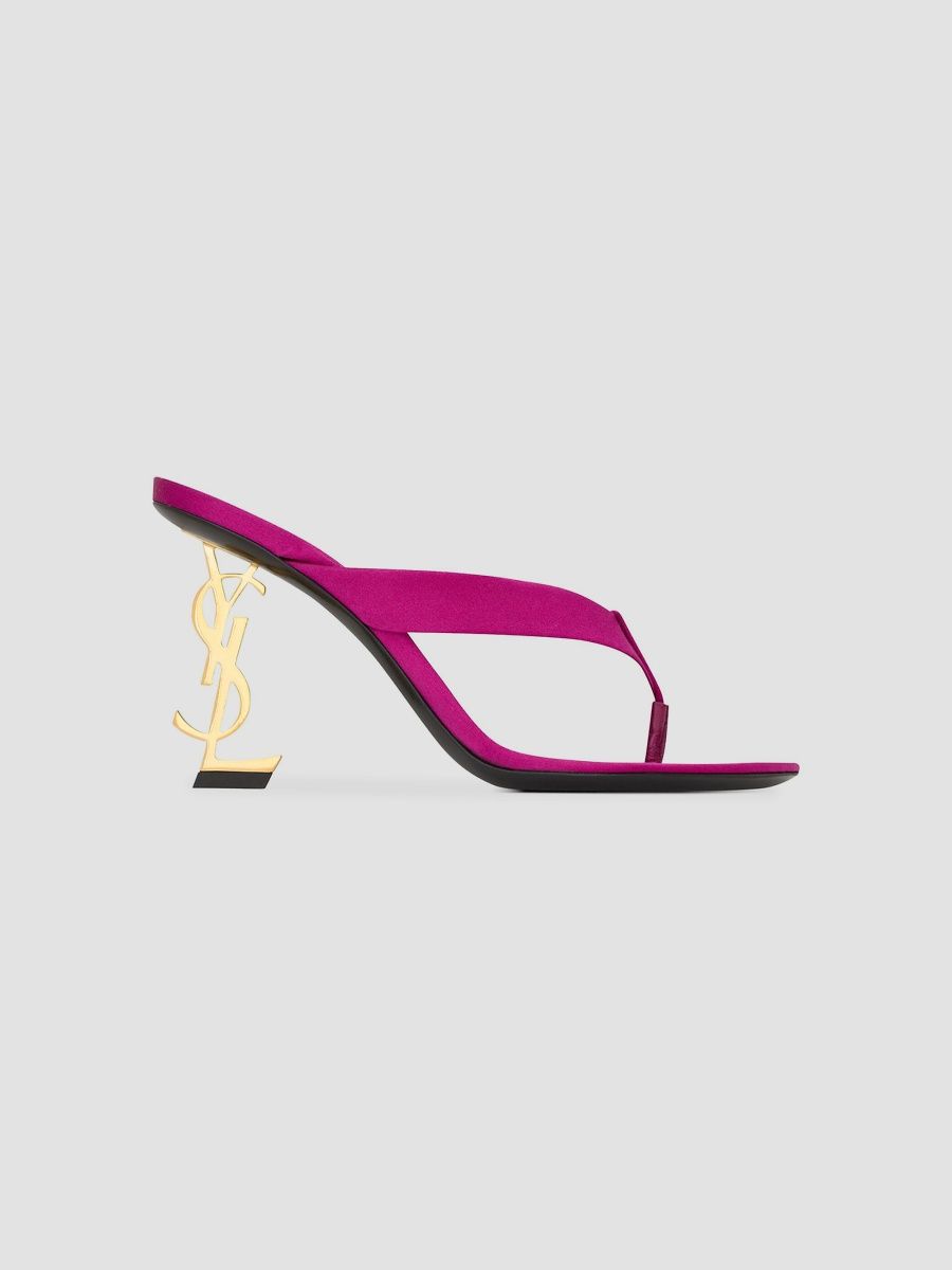 Saint Laurent Women's Opyum Mules in Satin Crepe - Fuchsia - Size 8