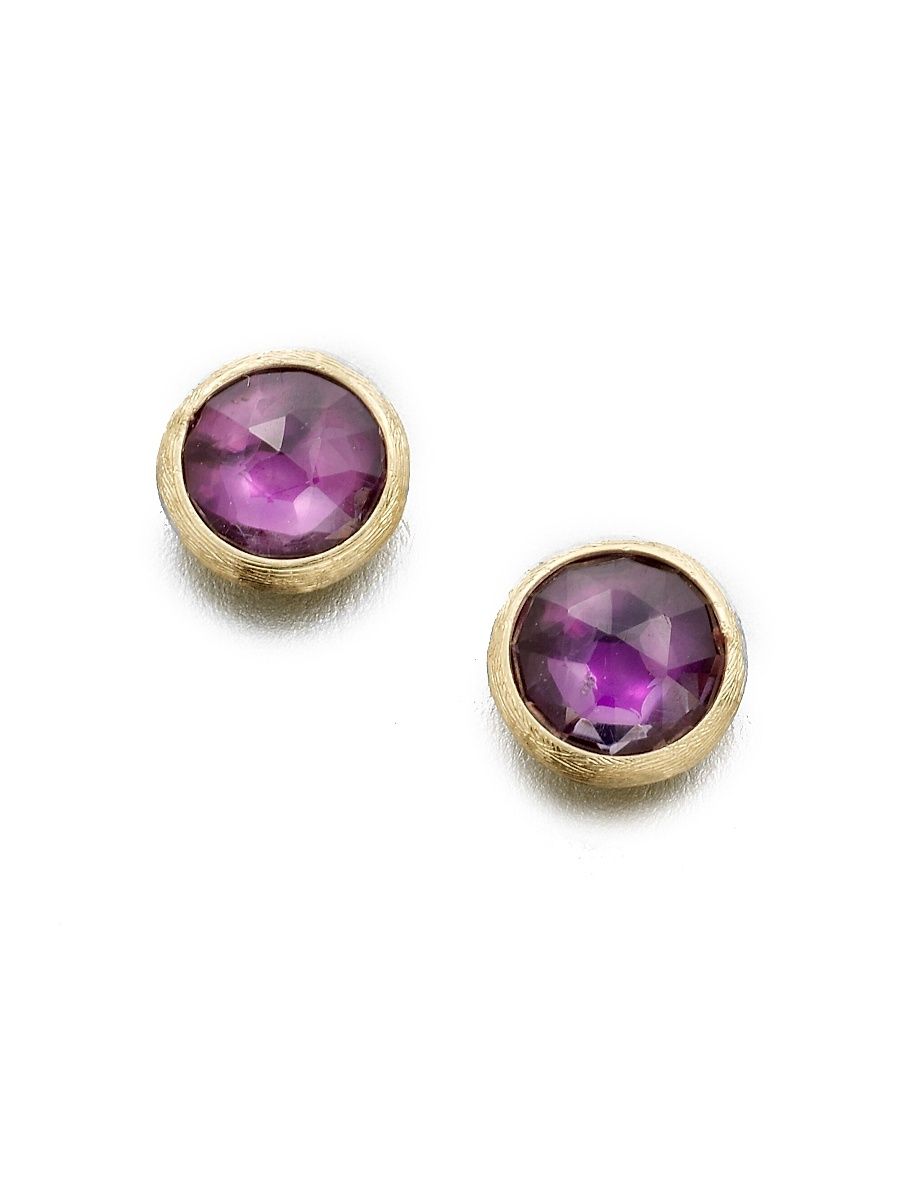 Women's Jaipur Amethyst & 18K Yellow Gold Stud Earrings - Gold Amethyst