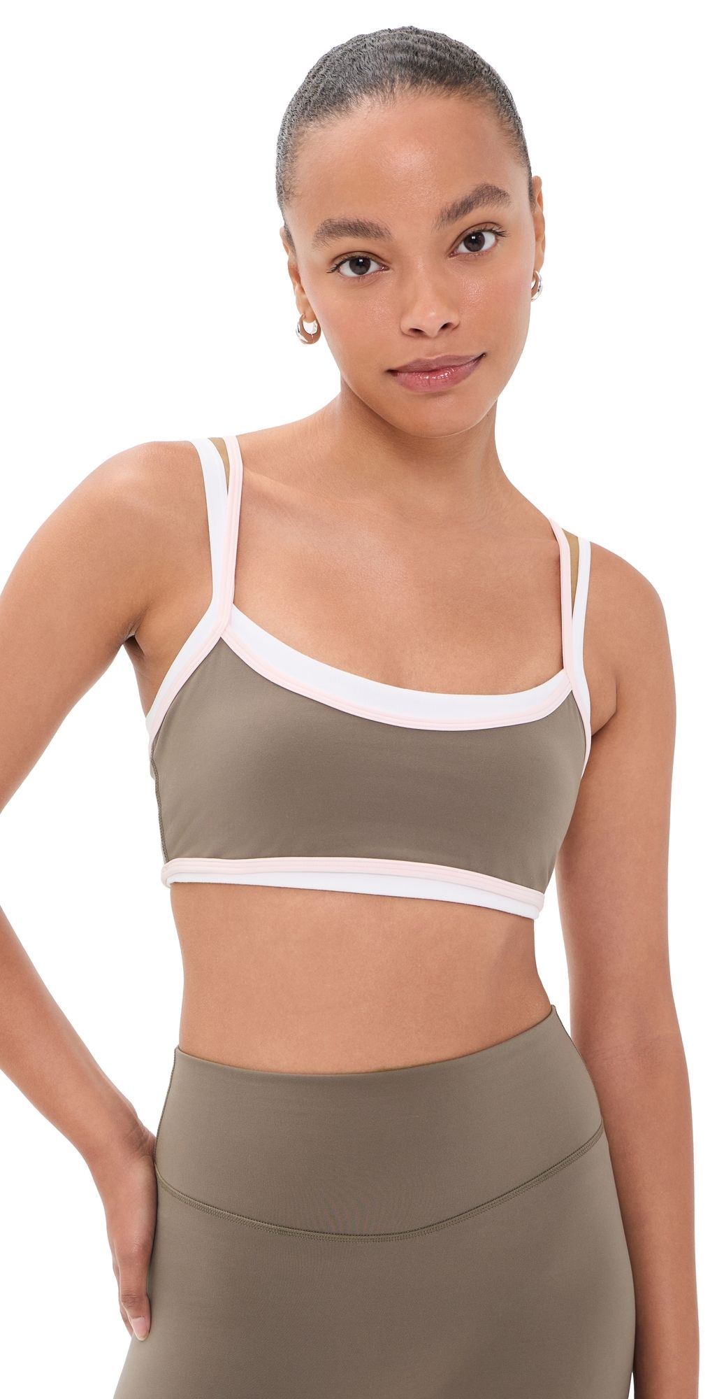 FORM Contrast Layered Bra Walnut/Pink L