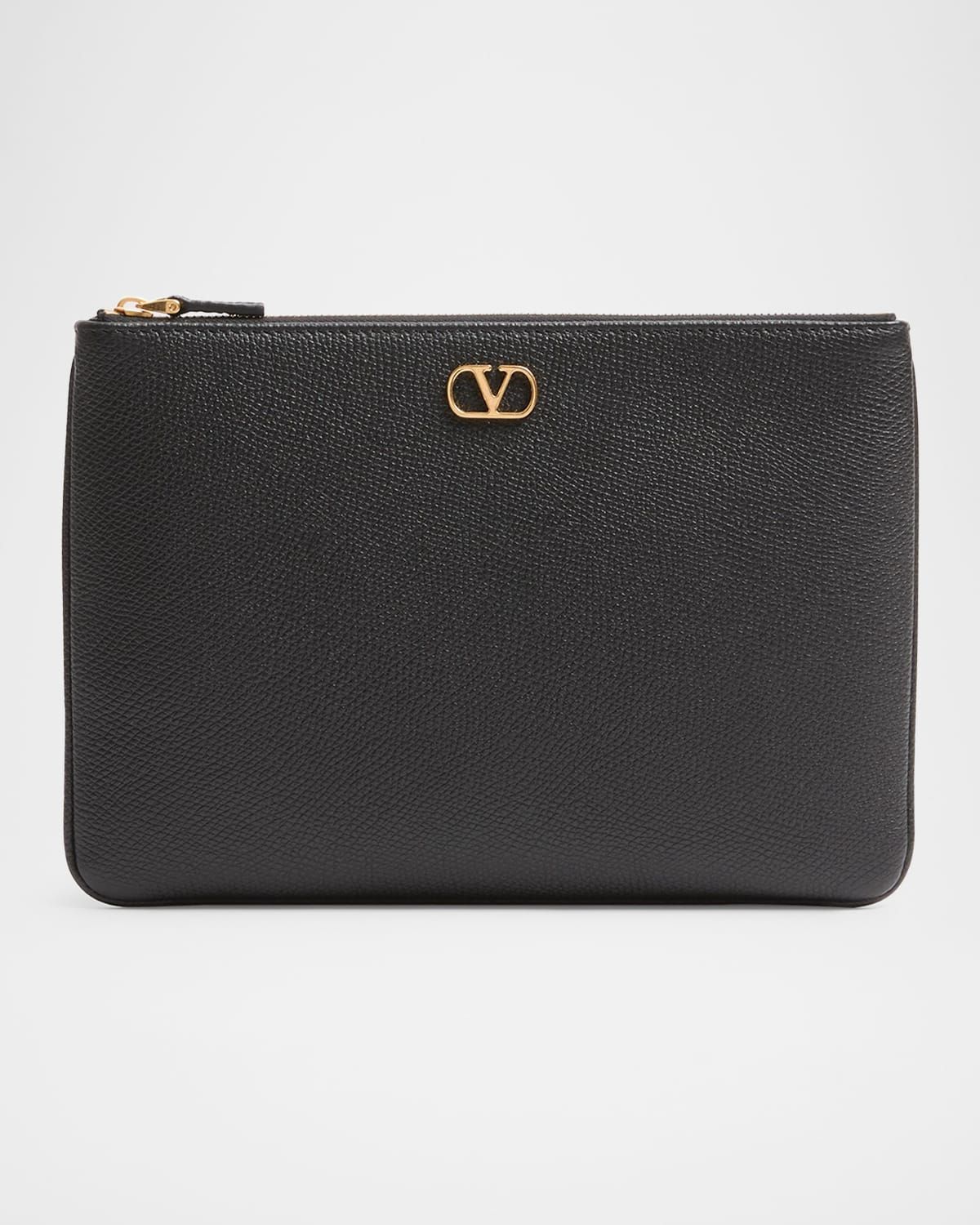 VLOGO Medium Leather Flat Pouch Bag