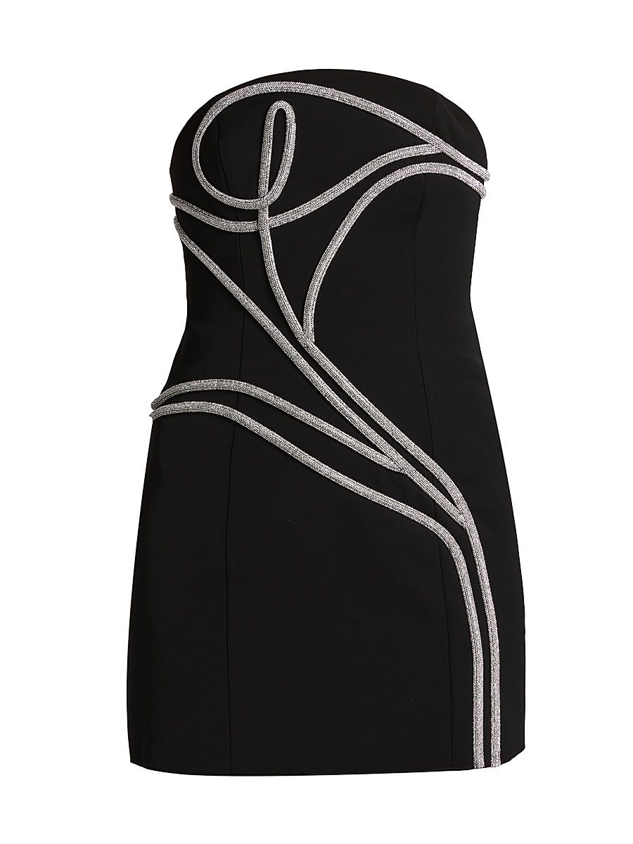 Women's Abbey Strapless Metallic-Detailed Minidress - Black - Size 8