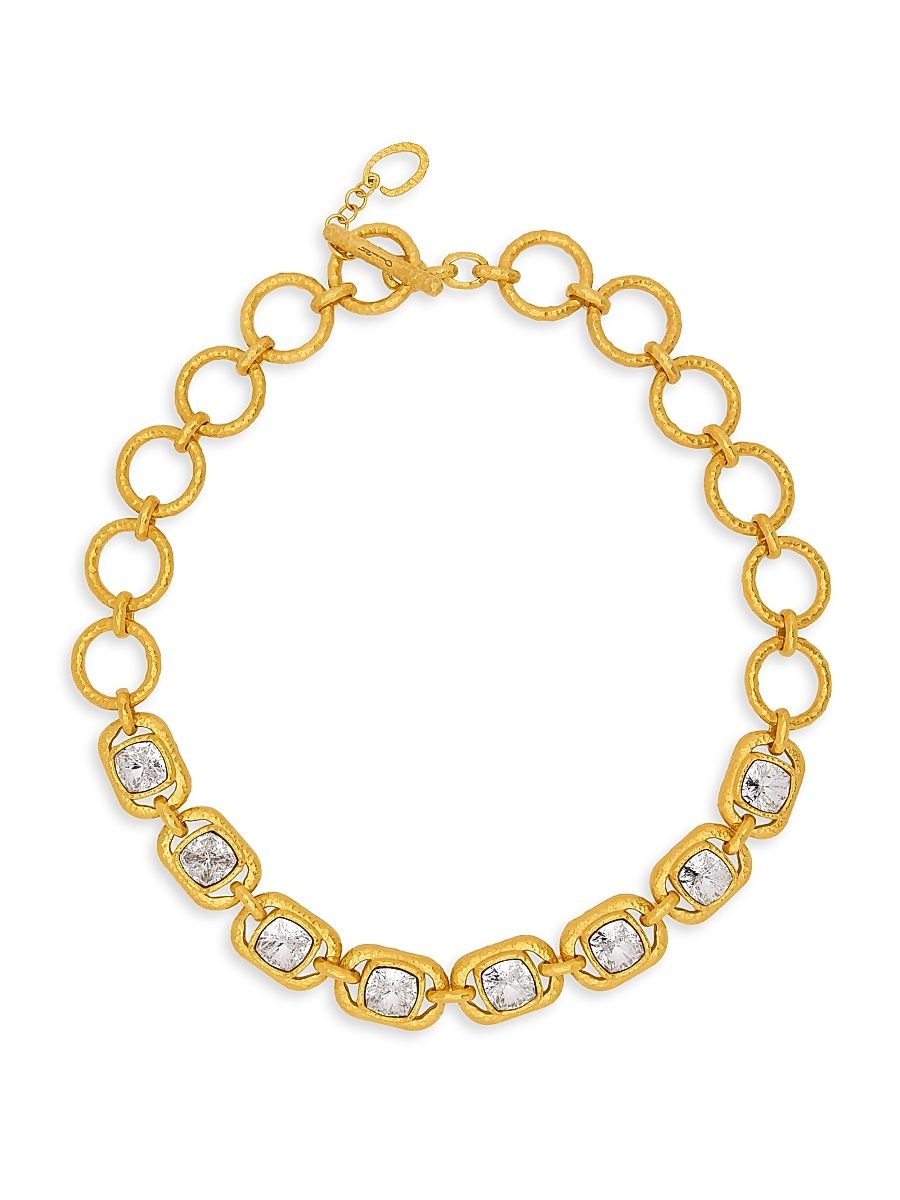 Women's 24K-Gold-Plated Brass & Glass Crystal Necklace - Crystal