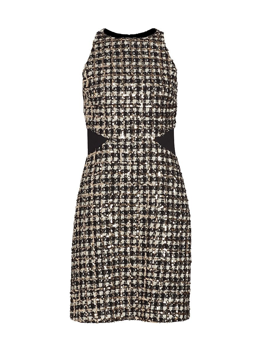 Women's Rosemary Sequined Tweed Minidress - Gold Multi - Size 16