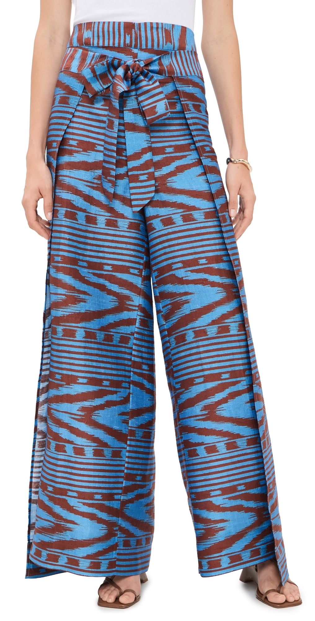 Coniglio Palm Beach Two Panel Wrap Pants IKAT STRIPE MARBLE AZUL 1