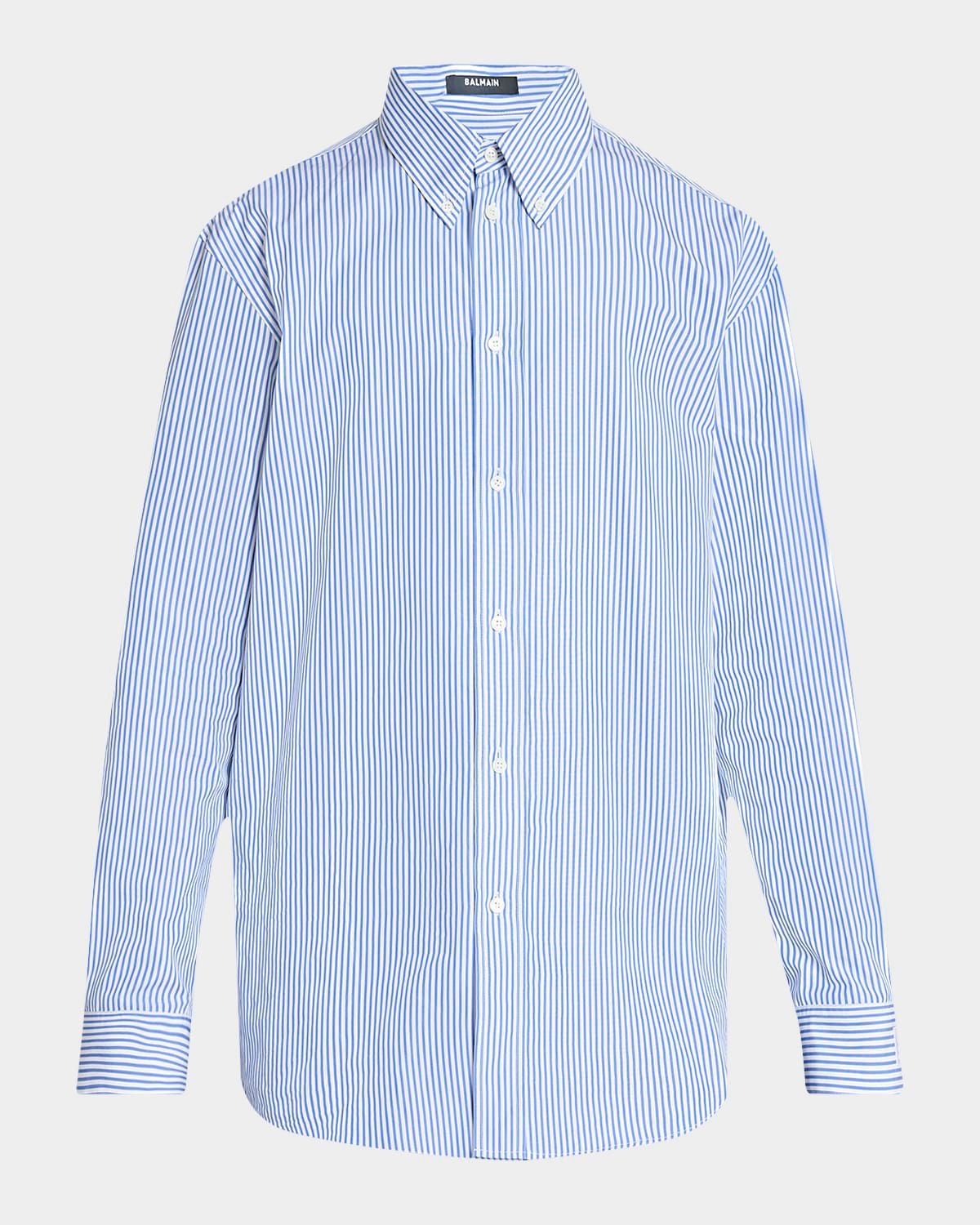 Men & apos;s PB Logo Cuff Cotton Pinstripe Button-Down Shirt