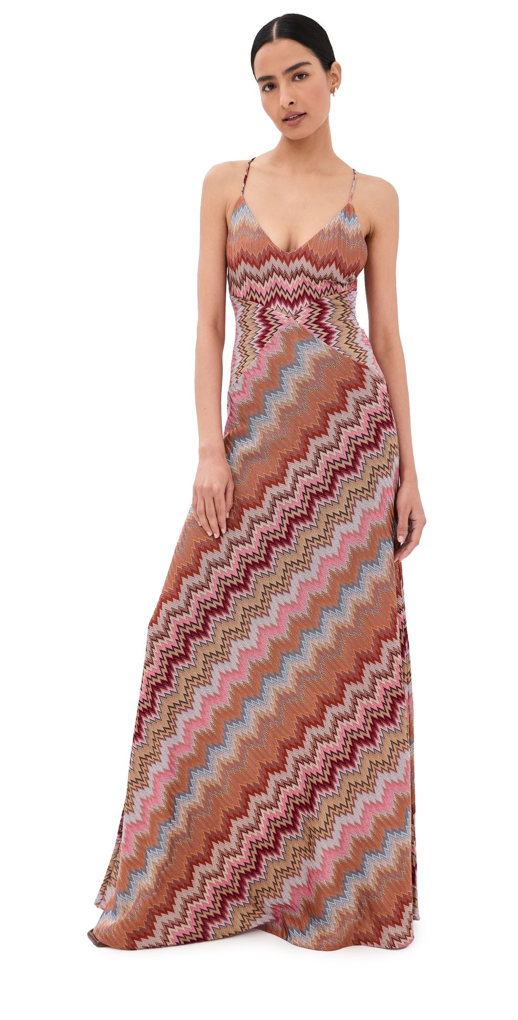 Missoni Sleeveless Long Dress Pink And Rust Tones 42