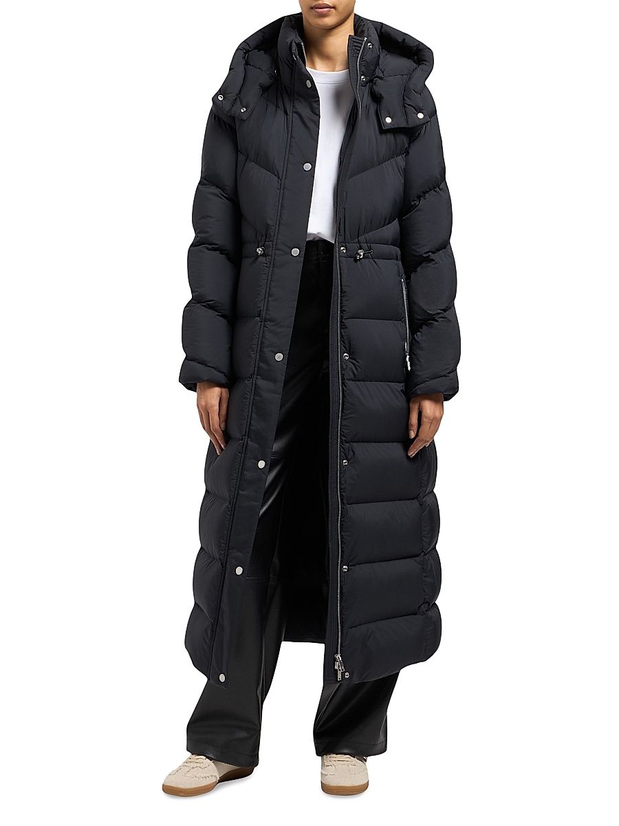Women's Belle Cote Long Down Puffer Coat - Black - Size Large