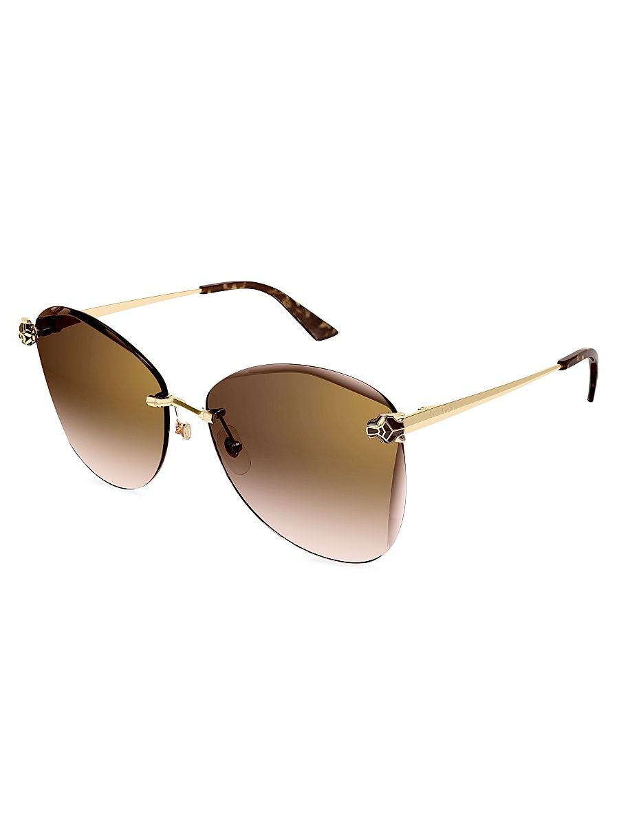Women's Panthère Classic 24K-Gold-Plated Butterfly Sunglasses - Brown Gradient