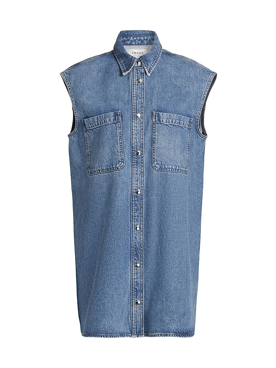 Women's The Sleeveless Front-Snap Denim Mini Shirtdress - Method - Size Medium