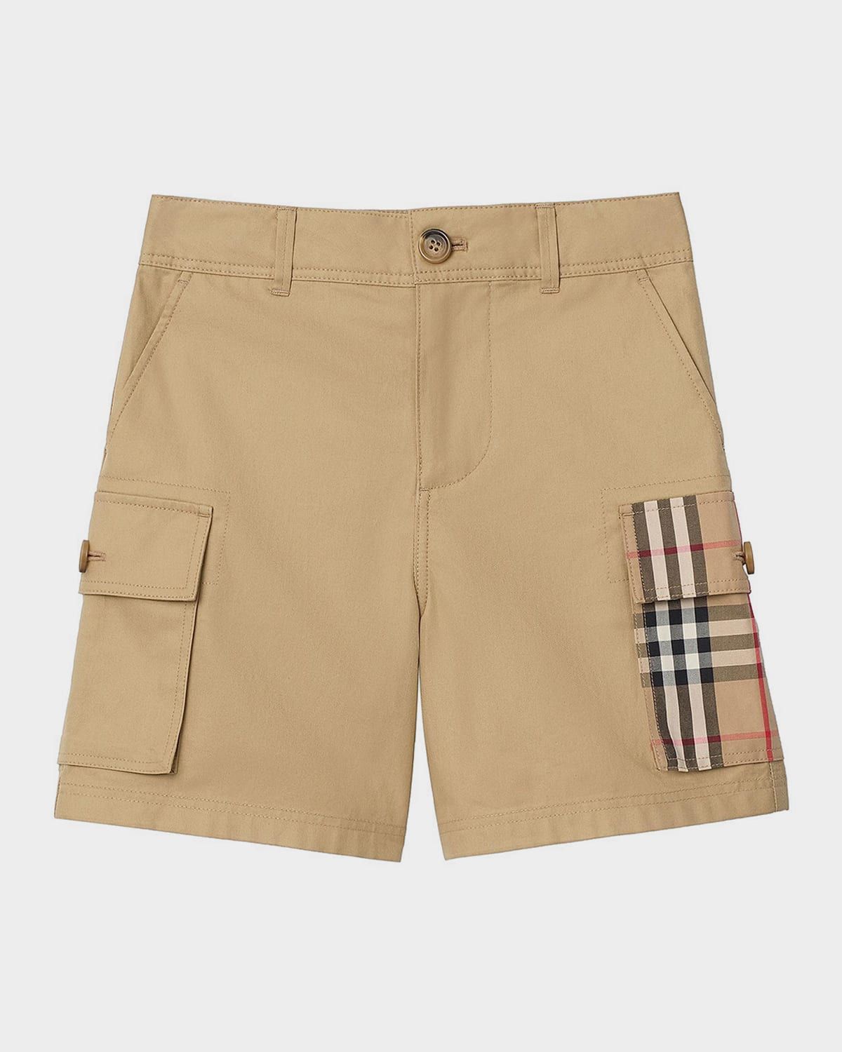 Boy & apos;s Check-Trim Cotton Cargo Shorts, Size 3-14