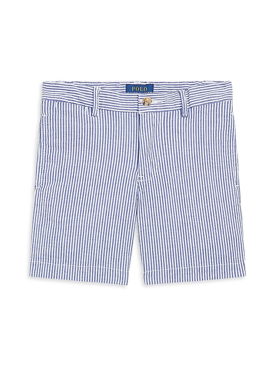 Little Boy's & Boy's Seersucker Flat-Front Shorts - Blue Seersucker - Size 14