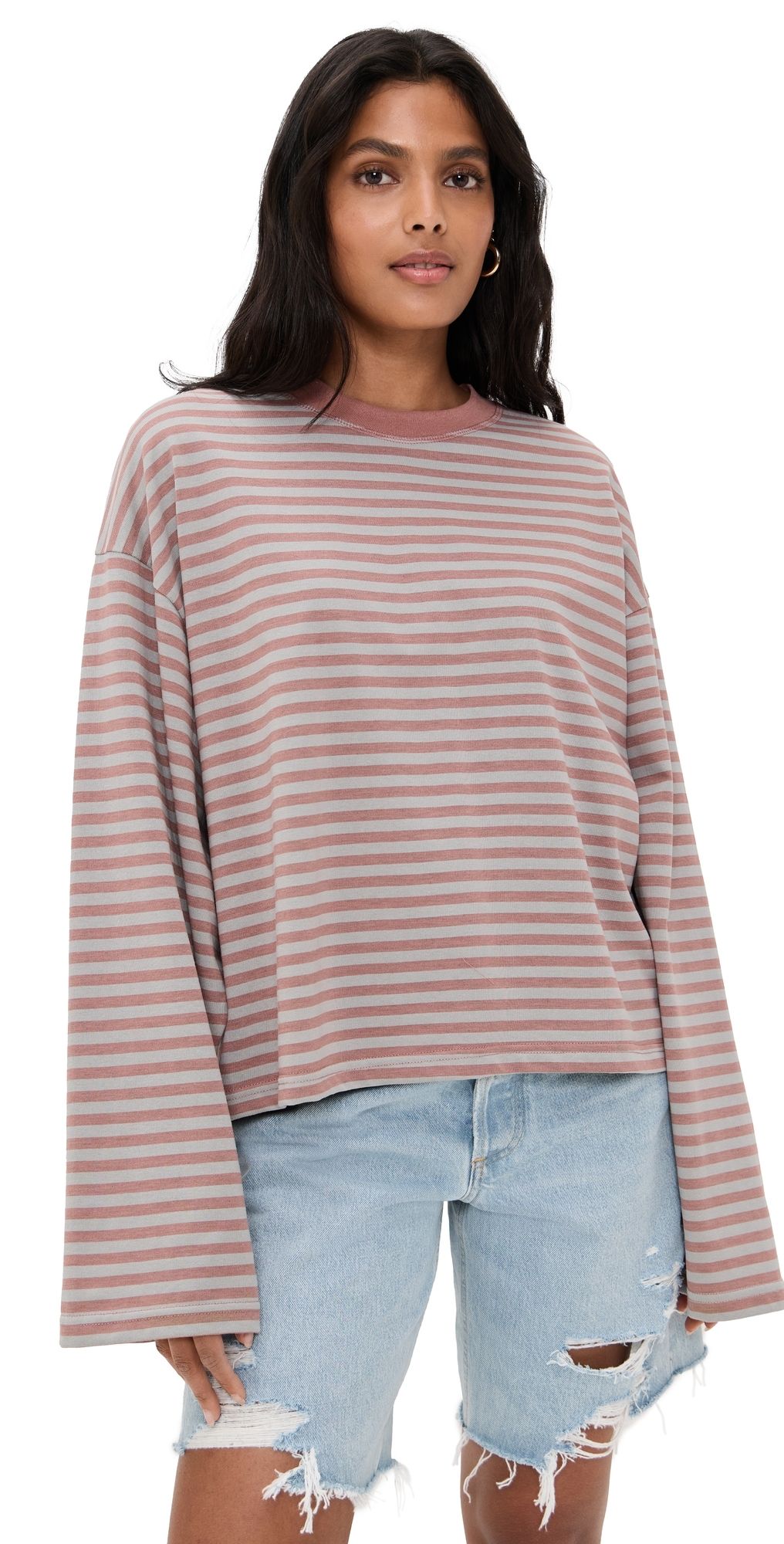Lioness Bloom Long Sleeve Tee Chocolate Sea Stripe XS