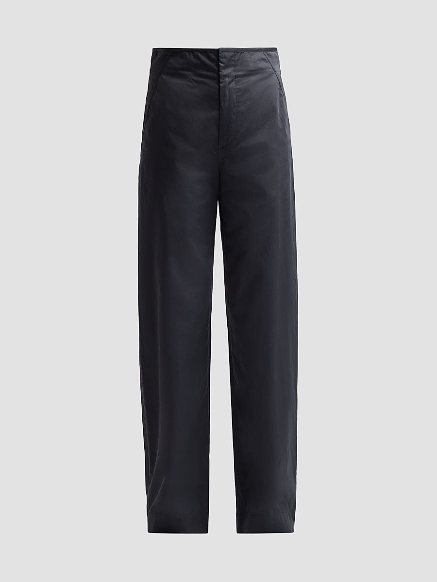 Women's High Waist Cotton Trousers - Ink - Size 8