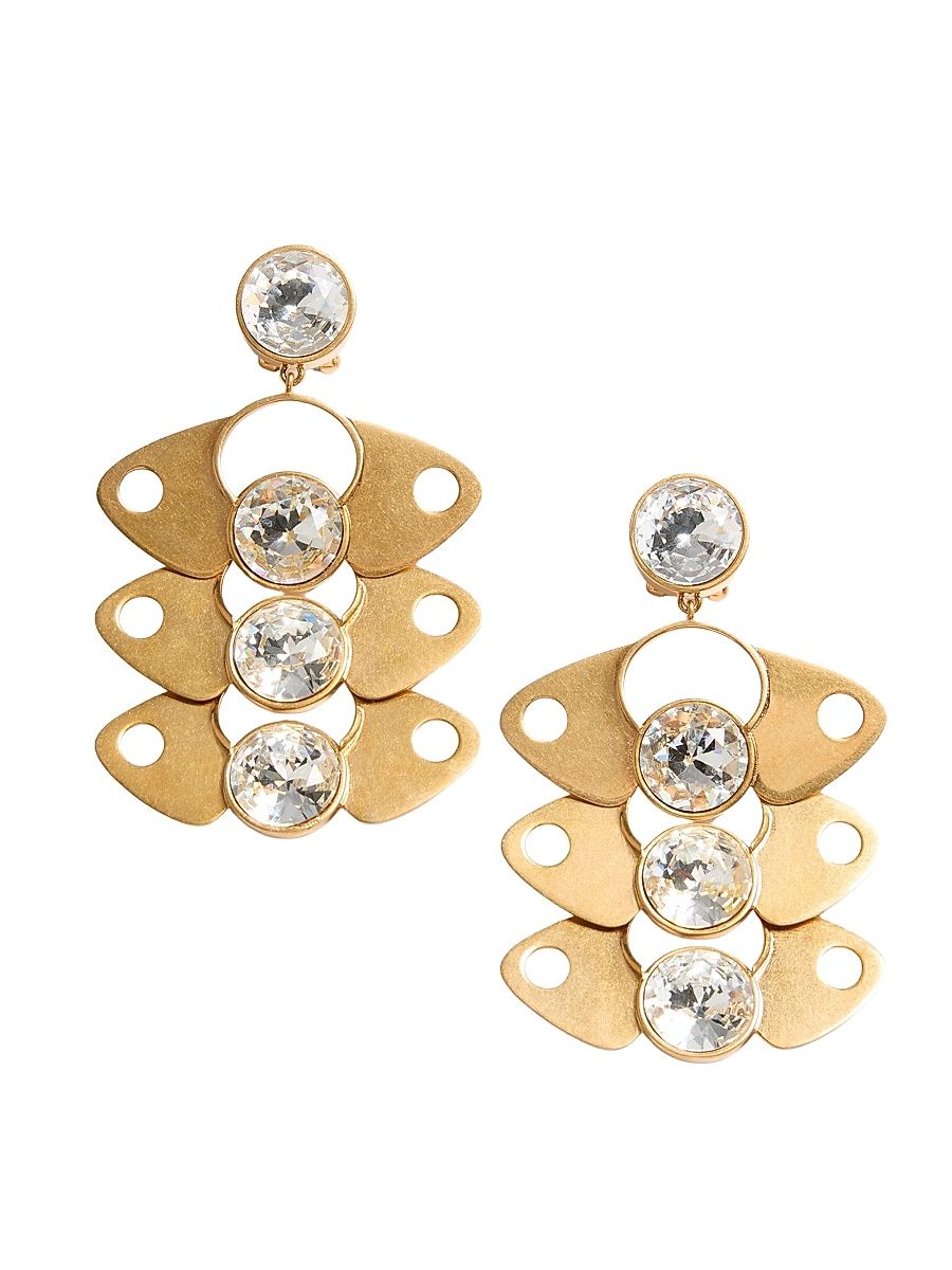 Women's Pages Earrings in Metal and Crystal - Gold Crystal