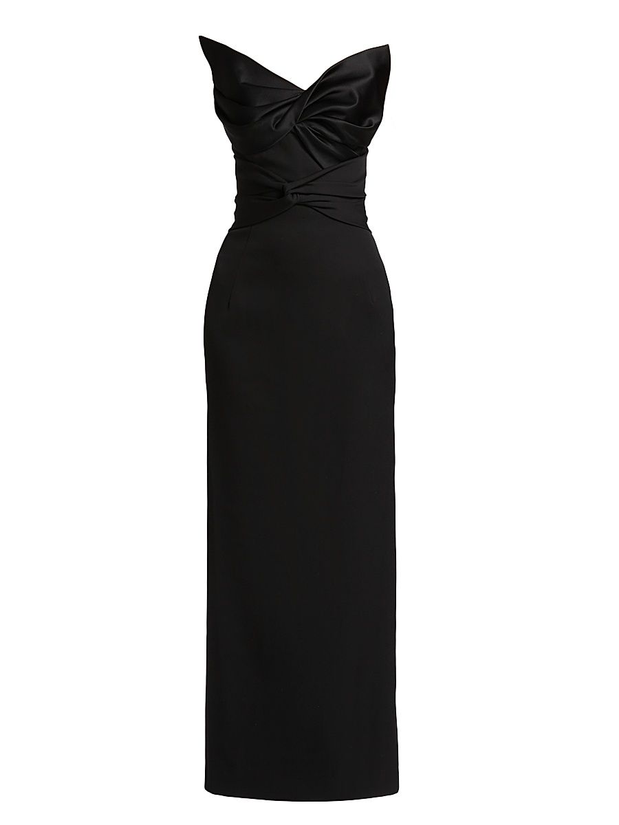 Women's Bow Strapless Column Gown - Black - Size 10