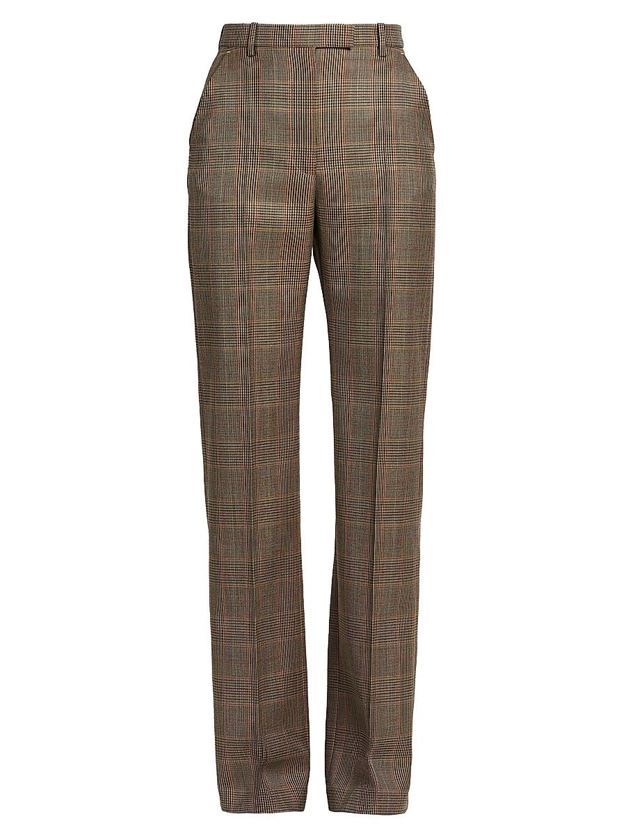 Women's Country Pleated Check Wool Trousers - Multi Colour - Size 10