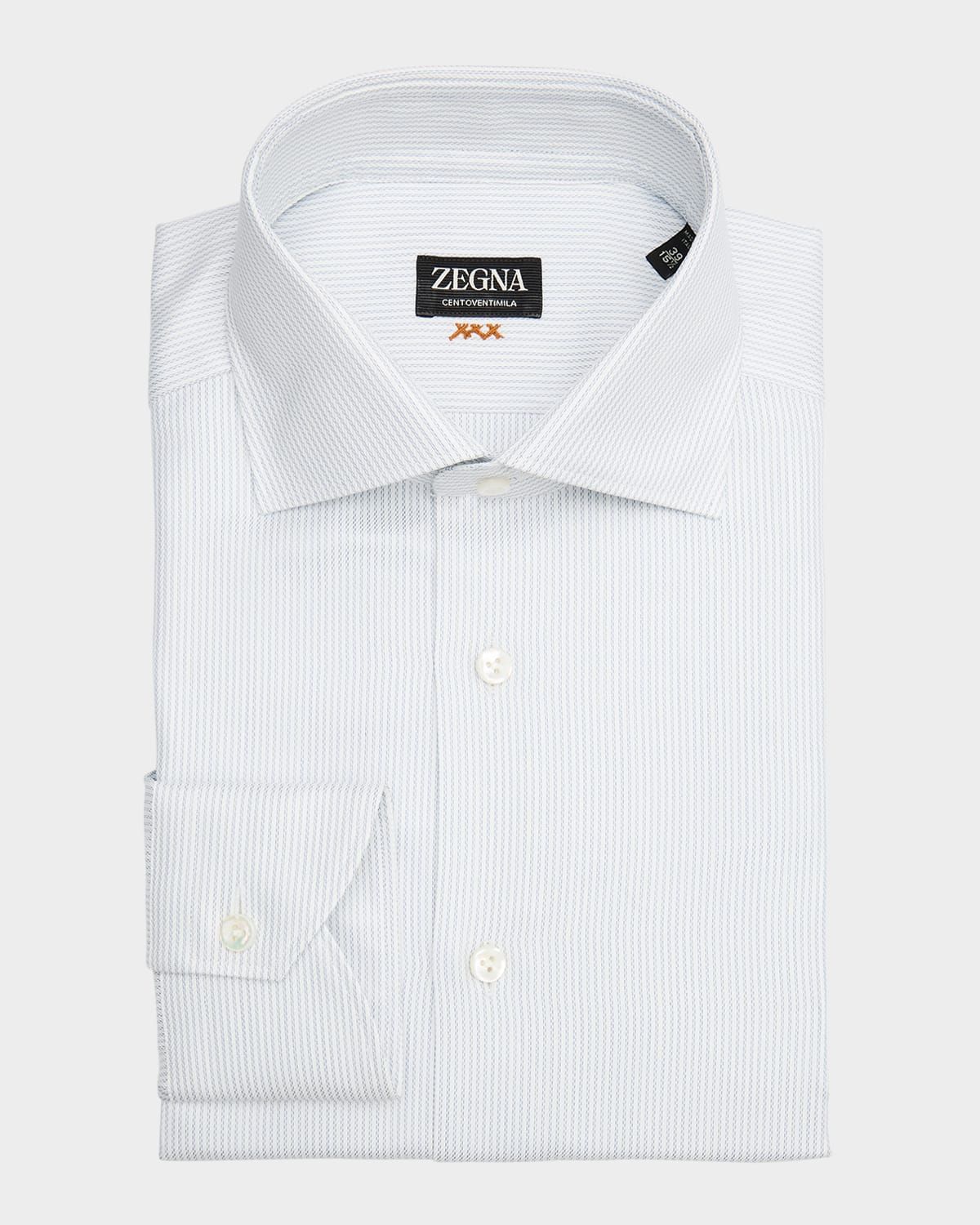 Men & apos;s Narrow Stripe Centoventimila Cotton Dress Shirt